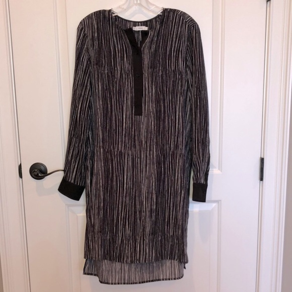 Vince Silk shirt dress in black and white